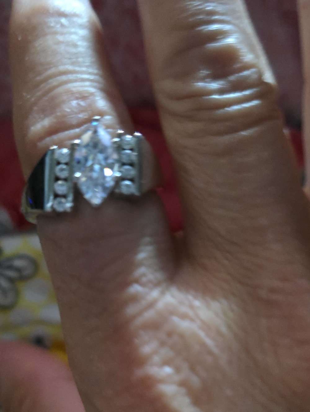 Dominique Silver Marquise-Cut CZ Statement Ring - White Size 9